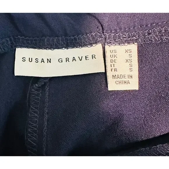 Susan Graver Ultra Stretch Pull-on Pedal Pushers NAVY BLUE Womens Size XS - Picture 8 of 10
